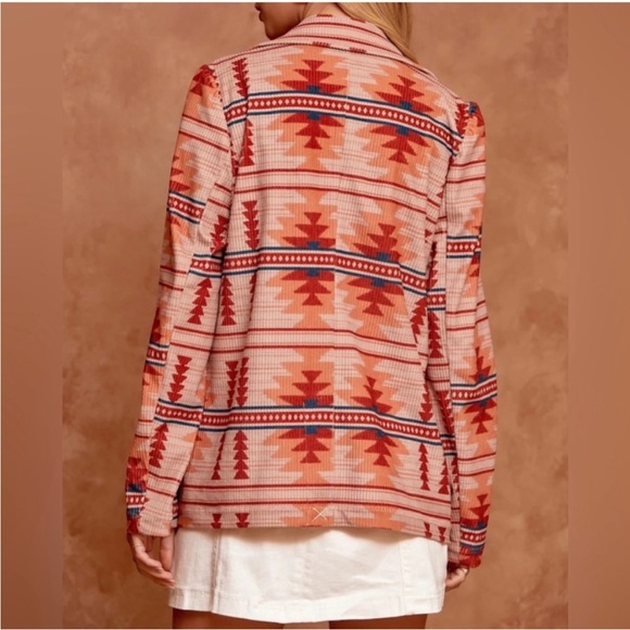 Savanna Jane•Southwestern Aztec•Rust Multi Blazer Corduroy Jacket•Sz Large - Picture 4 of 8